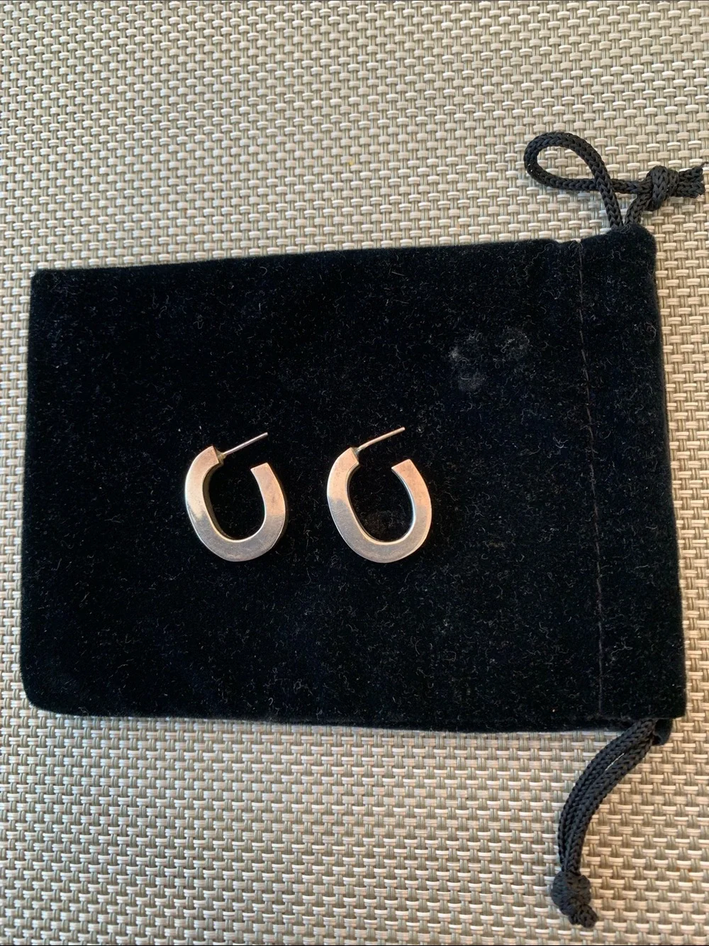Sterling Silver Thick Hoop Earrings - Picture 2 of 7